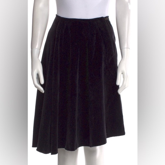 Dries Van Noten Black Velvet Asymmetrical Midi Skirt